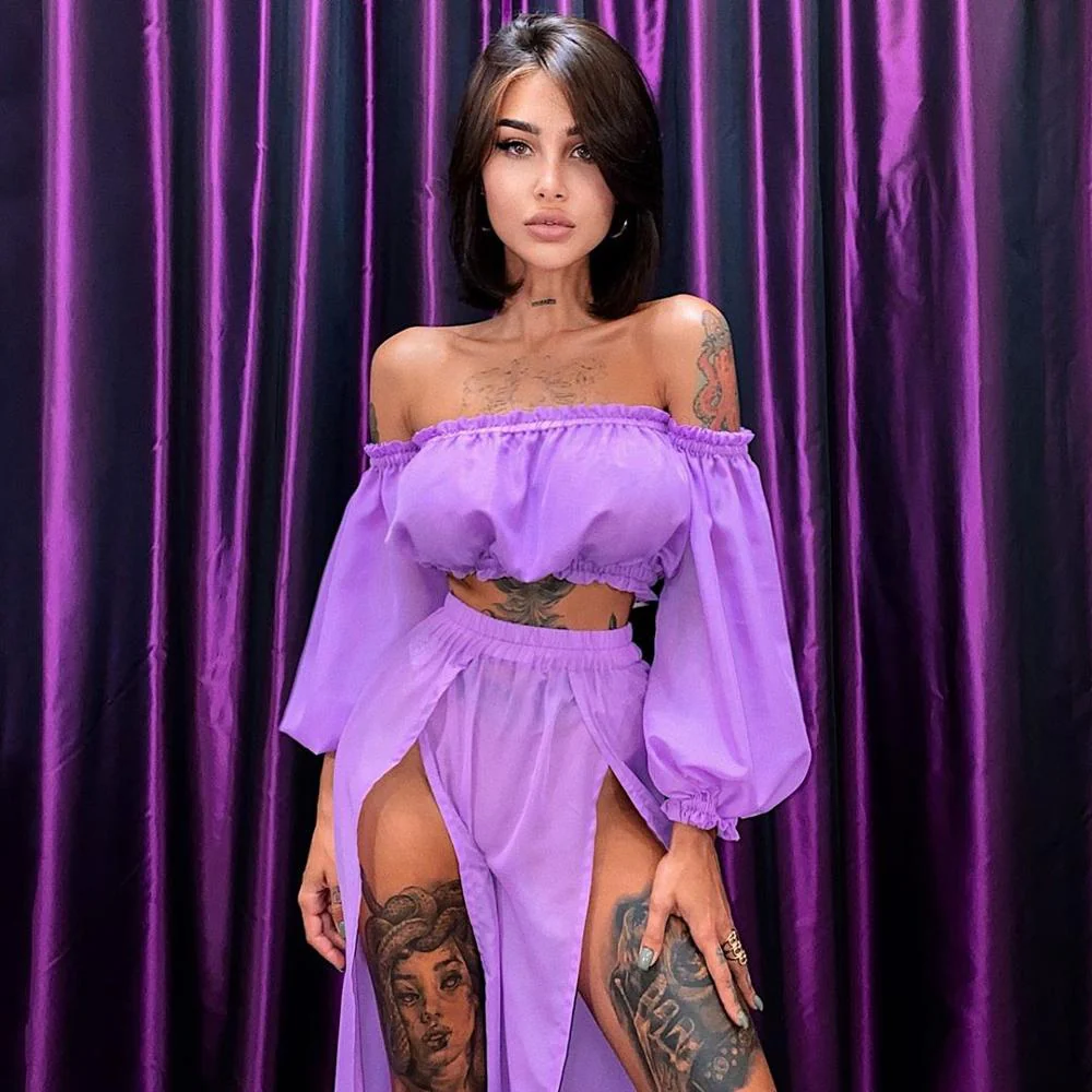New Cover Up Skirt Swimsuit Chiffon Split Beach Skirt Swimwear Women Bandage Print Beachwear Summer - Deanwangkt