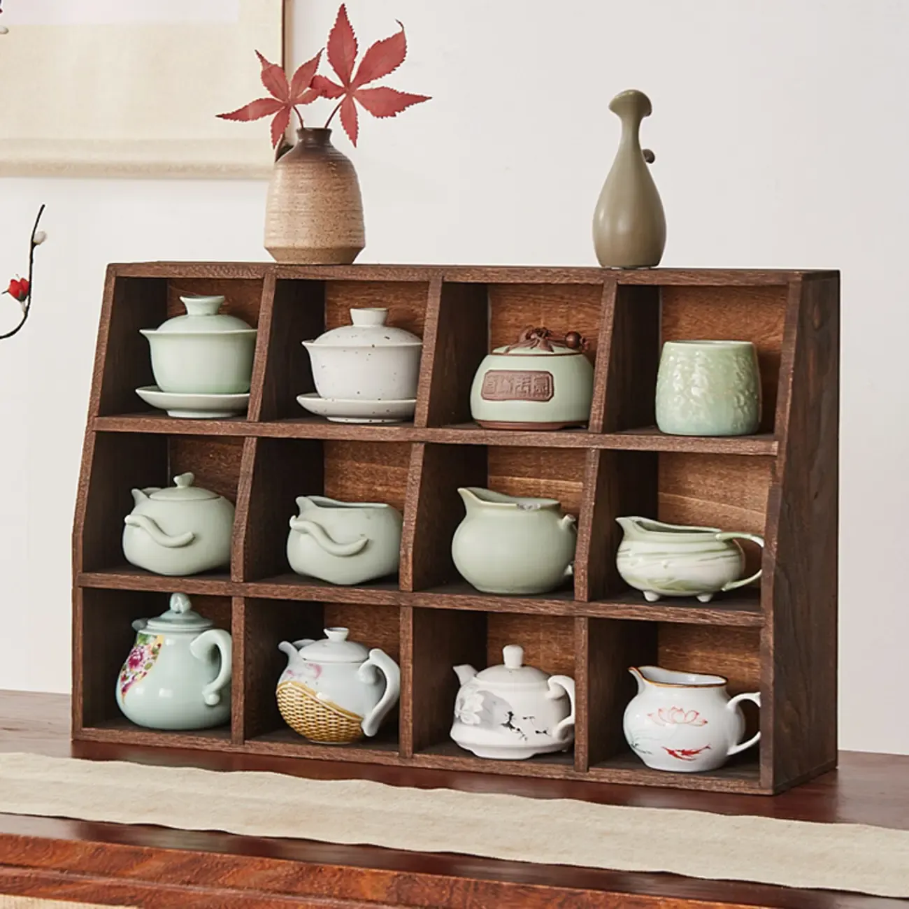 Wooden Open Display Cabinet for Living Room Decor