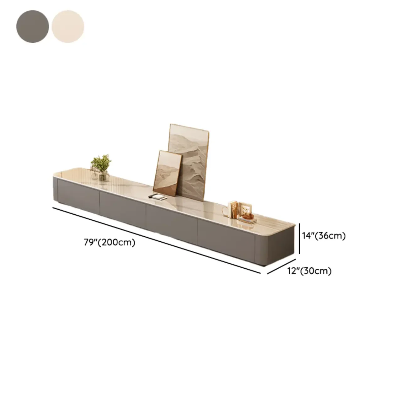 Modern Wooden TV Stand with Drawers and Cable Management