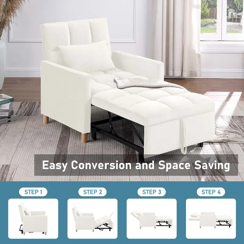 Aukfa Sleeper Chair Bed Convertible Single Sofa Chair with Pillow