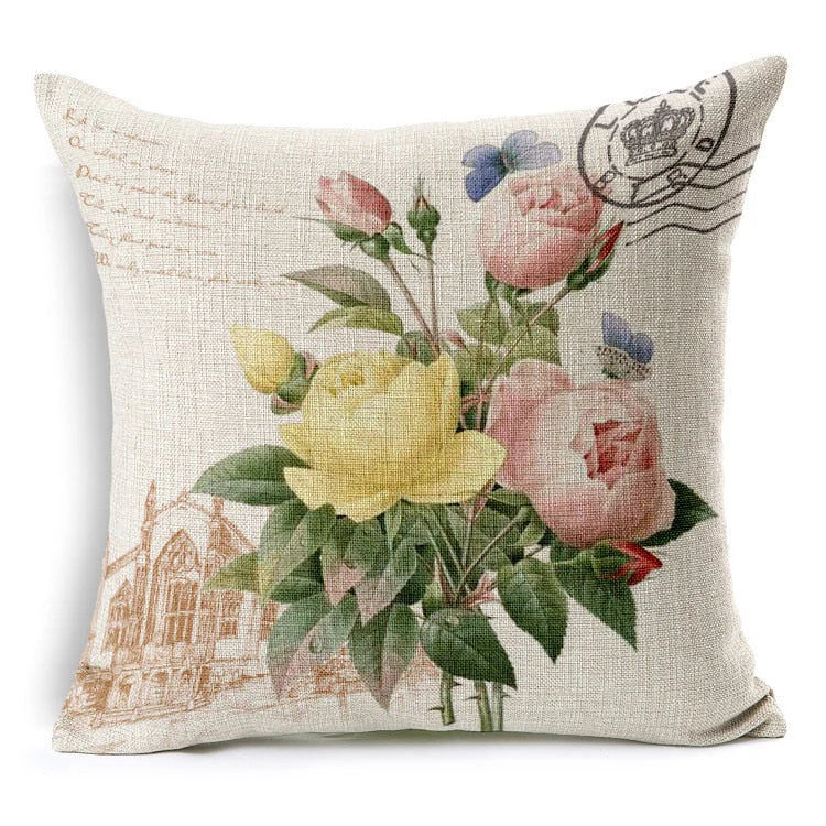 HULIANFU Retro Colorful Flowers Pillows Floral Cushion Pillowcase for Home Decorative Decoration Sofa Cushions Customized - Deanwangkt