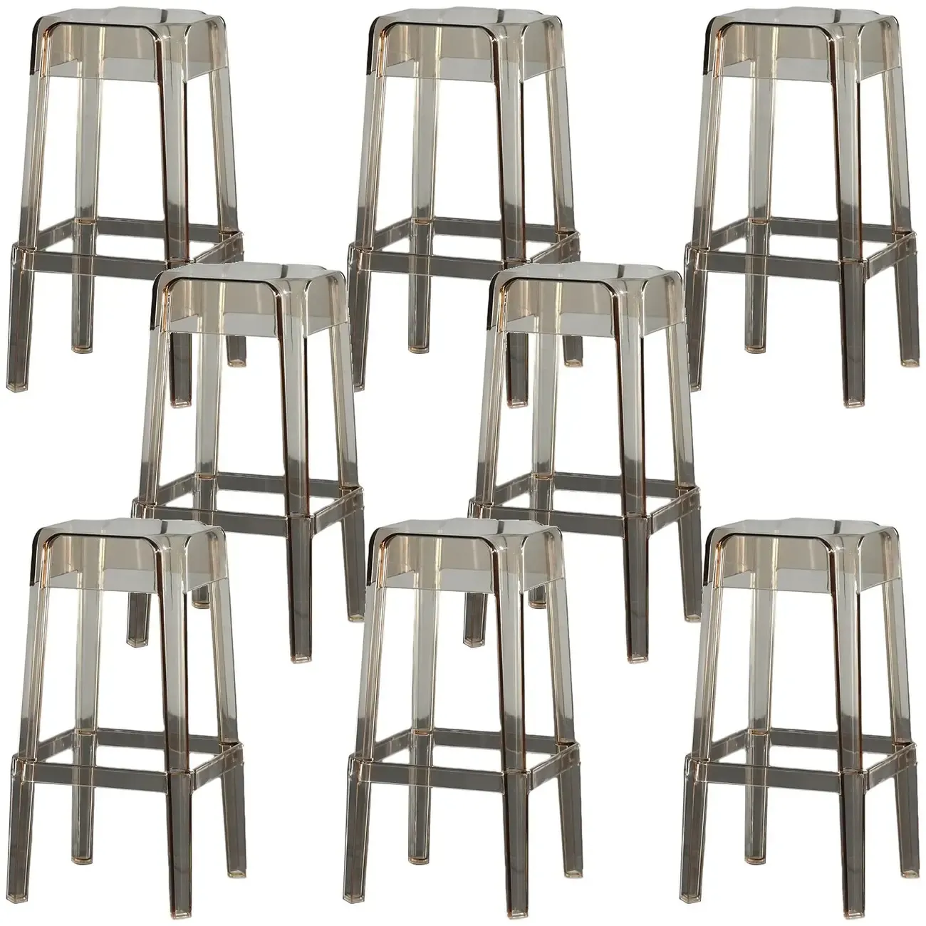 Modern Acrylic Four Legs Square Counter Bar Stool