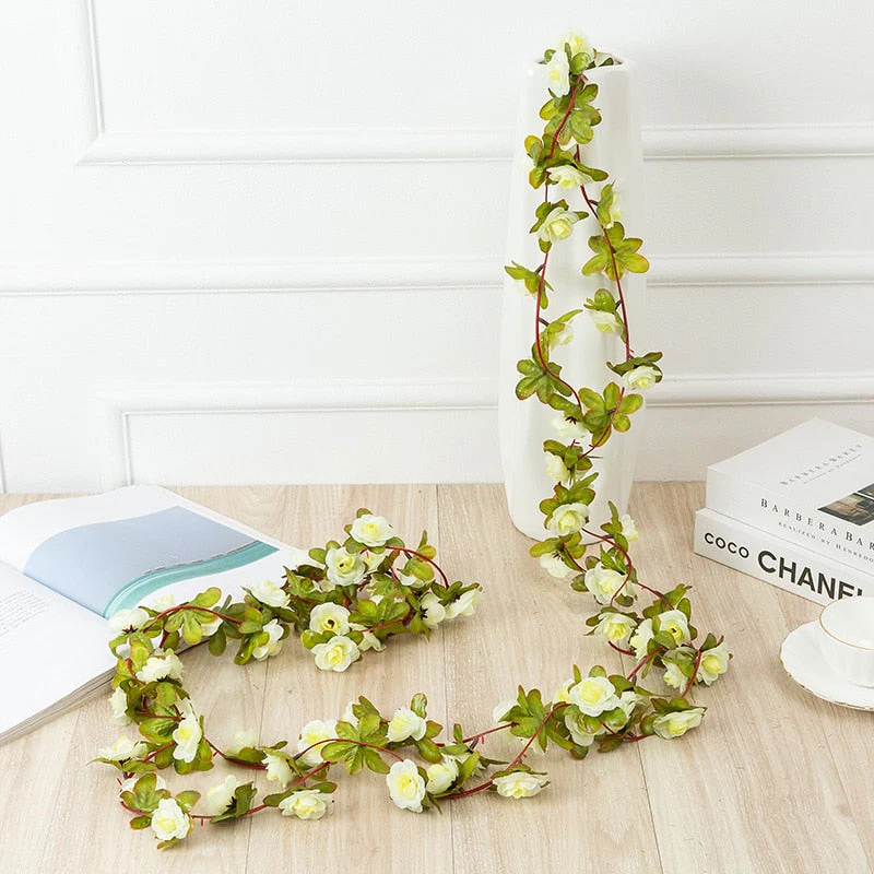 HULIANFU 2026  250CM Rose Artificial Flowers Christmas Garland For Wedding Home Room Decoration Spring Autumn Garden Arch DIY Fake Plant Vine - Deanwangkt
