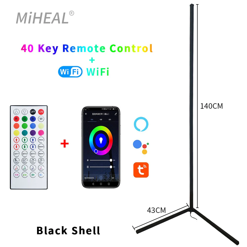 HULIANFU RGB LED Floor lamp Indoor Home Decoration Modern Corner Floor Lamp Living Rome Art Decor Atmospheric Standing Stand Lighting - Deanwangkt