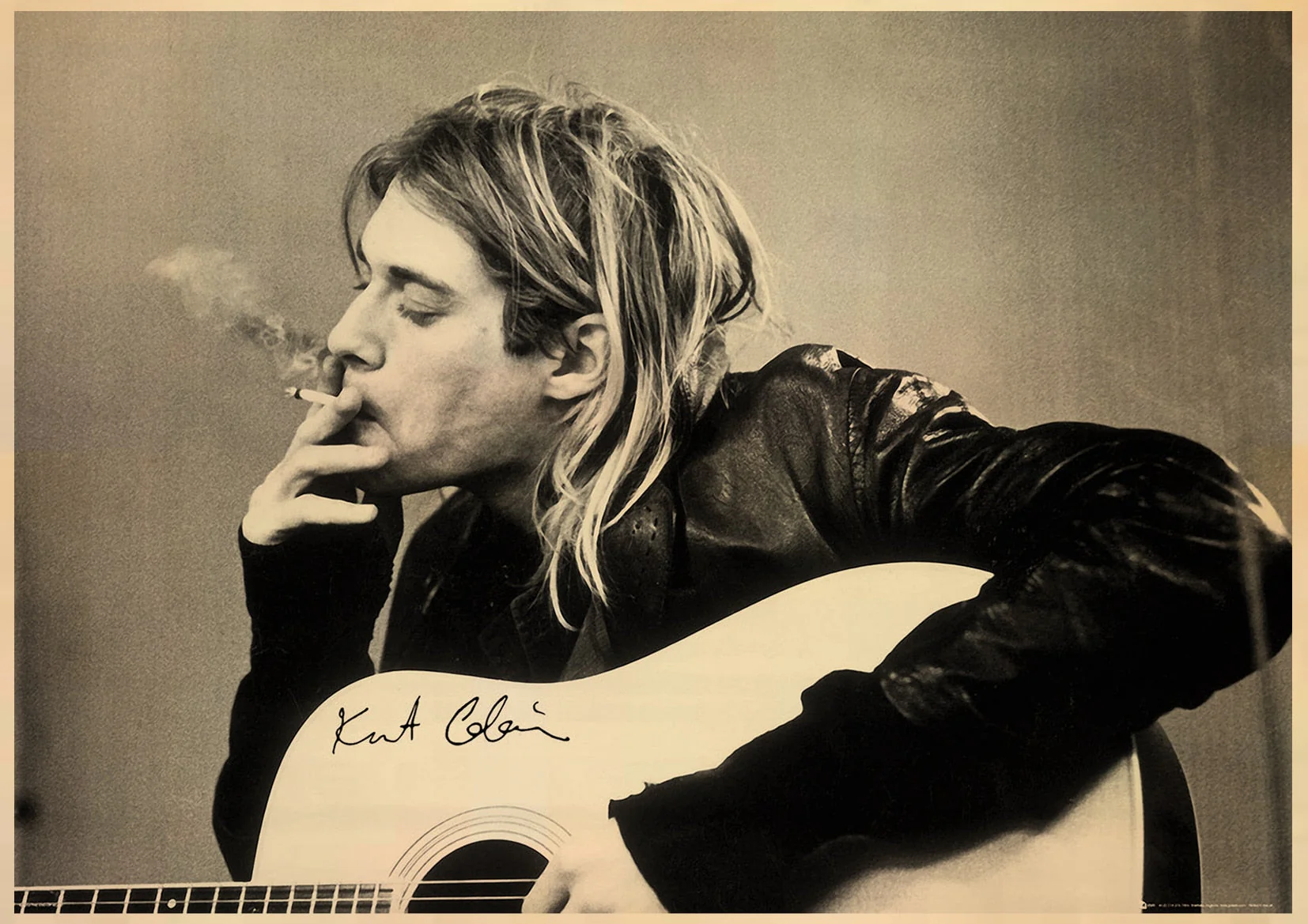 HULIANFU Singer Kurt Cobain Posters Rock and Roll Music Retro Kraft Paper Sticker DIY Vintage Room Bar Cafe Decor Gift Art Wall Paintings - Deanwangkt
