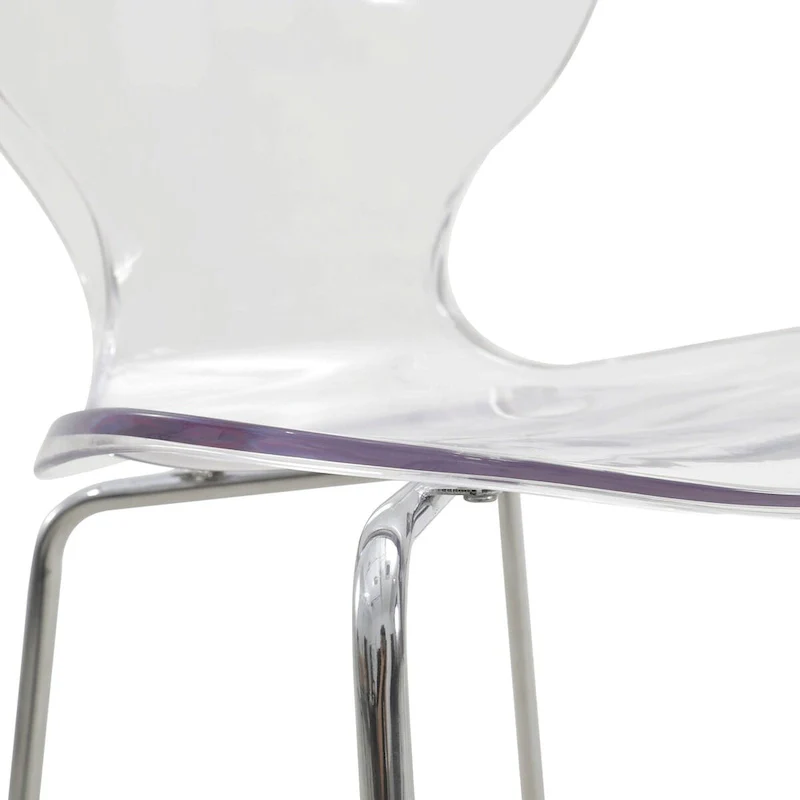 Acrylic Barstool with Steel Frame in Chrome Finish Oyster Series Set of 2