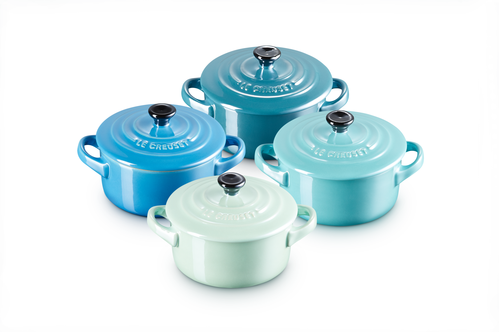 Stoneware Metallics Set of 4 Petite Casseroles Blue