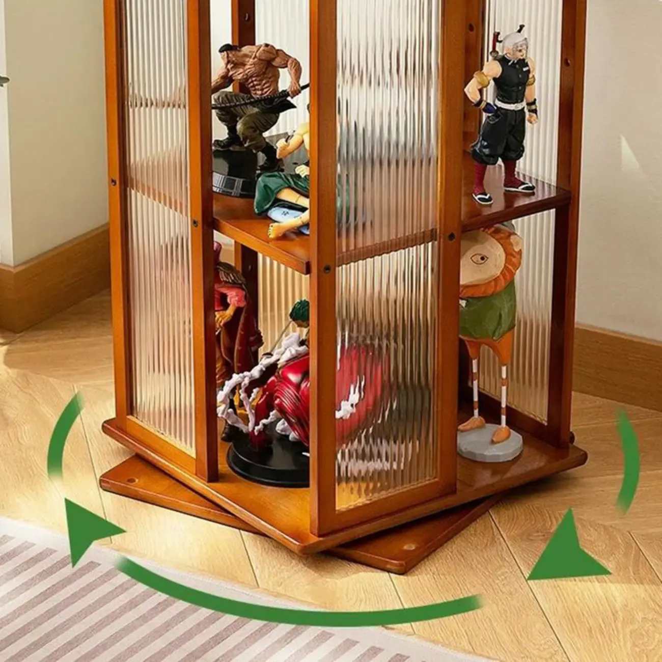 Modern Black Bamboo Tall Narrow Glass Open Display Cabinet