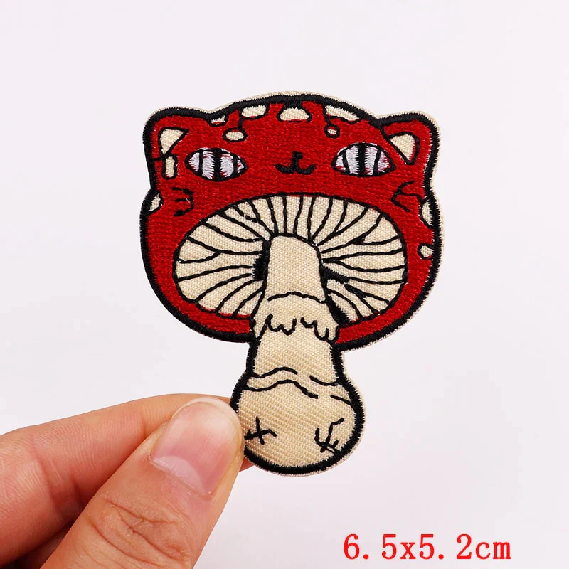 HULIANFU Mushroom Applique Embroidered Patches On Kids Clothes DIY Iron On Patches Cartoon Patches For Clothing Stickers Animal Badges - Deanwangkt