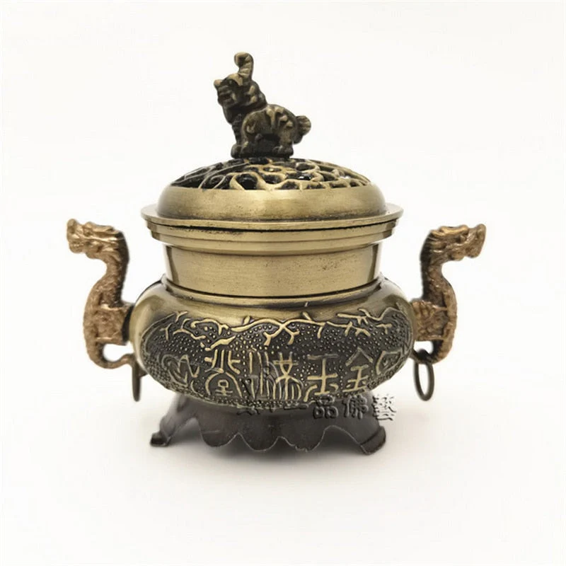 HULIANFU Retro Lotus Incense Burners Dragon Incense Holder Incense Burner Mini Sandalwood Censer Home Office Decor Decoration Craft - Deanwangkt