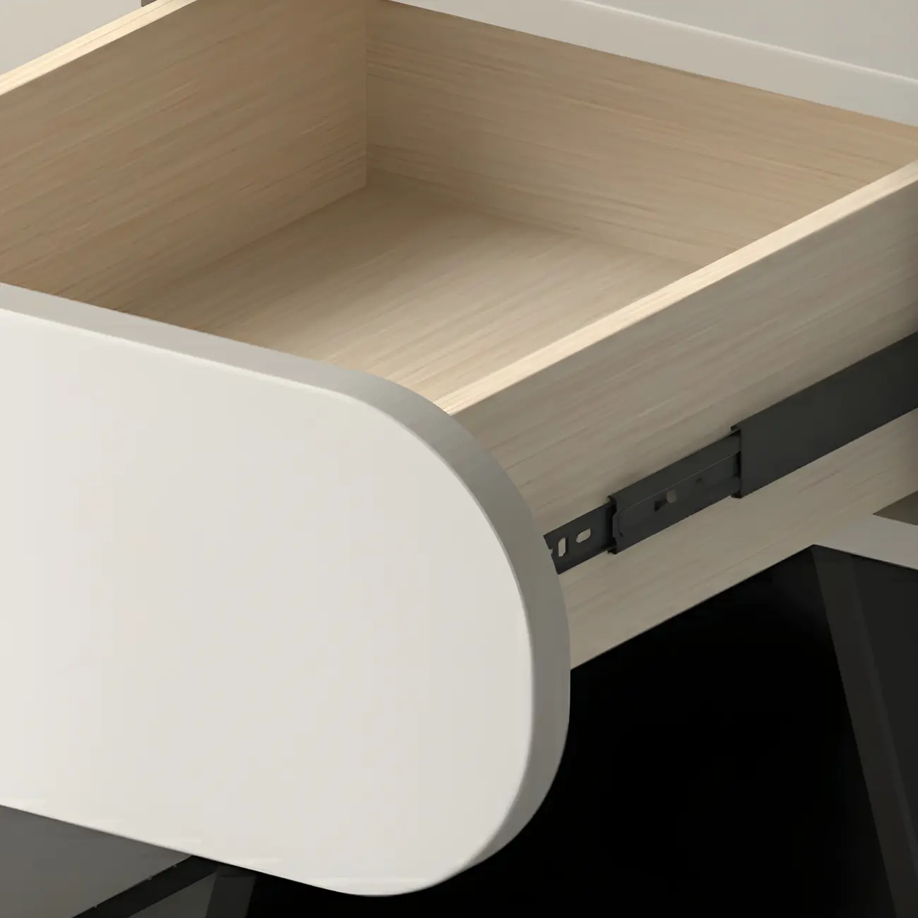 Simple Rectangular Wood Black-White 2 Drawer Nightstand