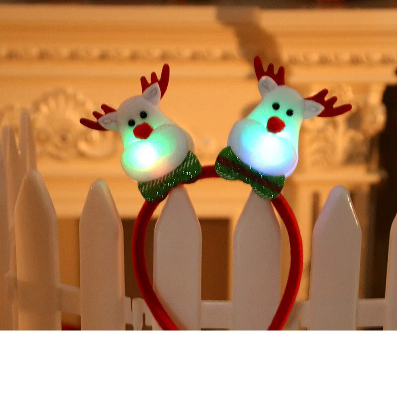 HULIANFU 2026  Christmas Headband LED Christmas Decorations Gift Hairpin Antlers Headband New Year Decorations Santa Headband Christmas Decor - Deanwangkt