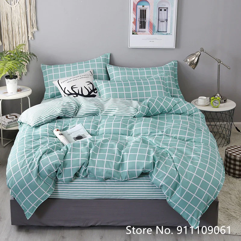 HULIANFU Nordic Style Pink Heart Bedding Set Cover Cute Bed Linens Duvet Cover Sheets and Pillowcases Queen King Size Home Textile Sets - Deanwangkt