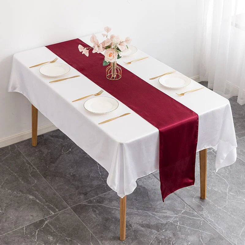HULIANFU Table Runner Satin Shiny Colour Wedding Decoration Hotel Birthday Party Show Banquet Table Runner - Deanwangkt