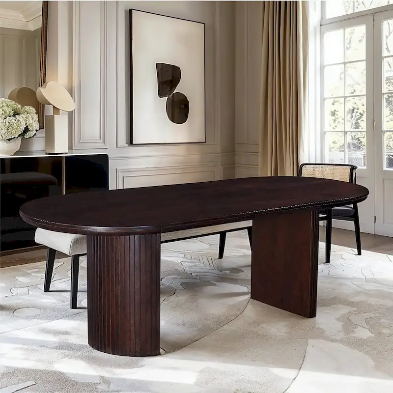 Geneva 94 in. Wood Oval Double Pedestal Dining Table