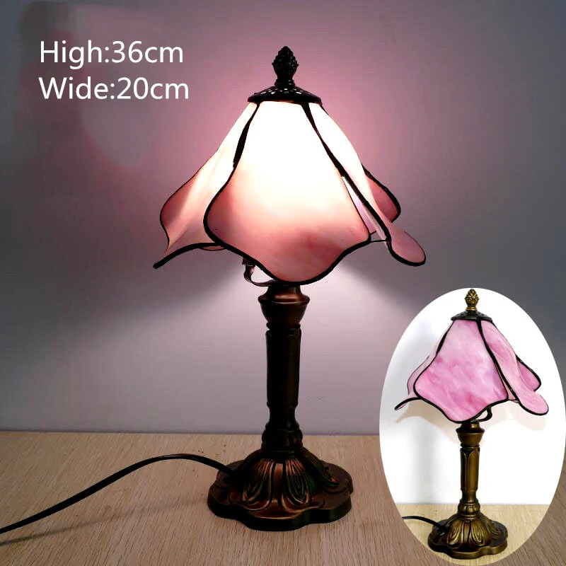 HULIANFU 2026  Mediterranean Style Restaurant Bar Cafe LED Vintage Desk Lamp Bedside Colorful Glass Table Lamps Nightstand Light Bedroom Lamp - Deanwangkt