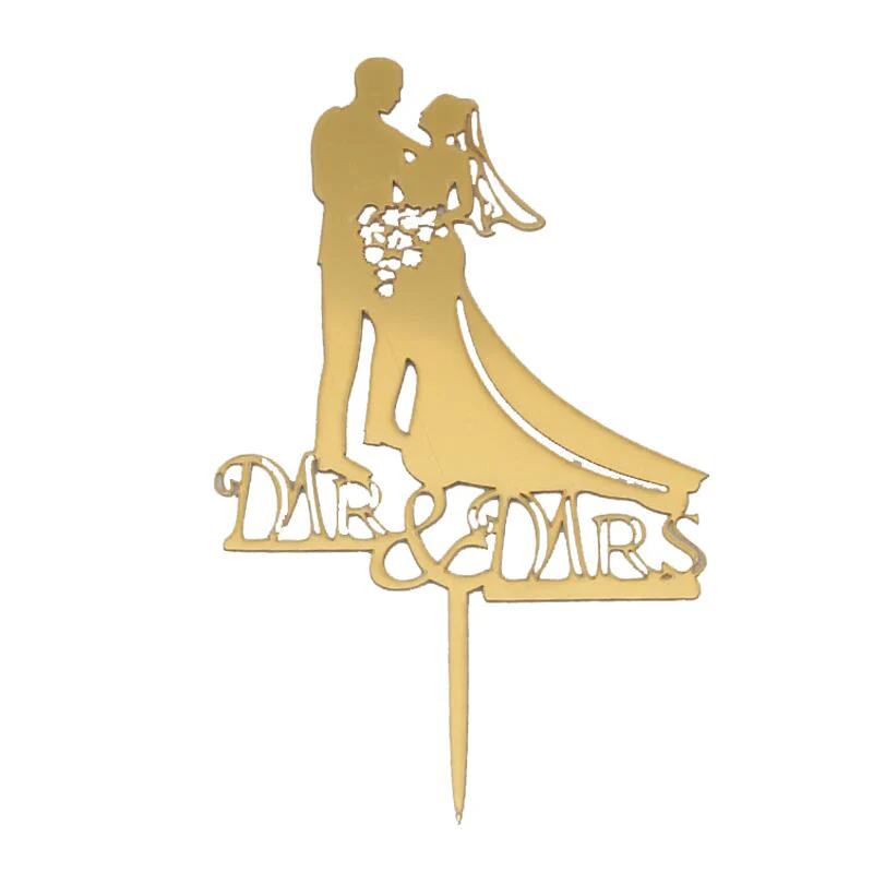 HULIANFU Wedding Cake Topper Acrylic Bride to be Cake Decorations Mariage Anniversary Birthday Party Baking Dessert Cake Top Flag Cupcake - Deanwangkt