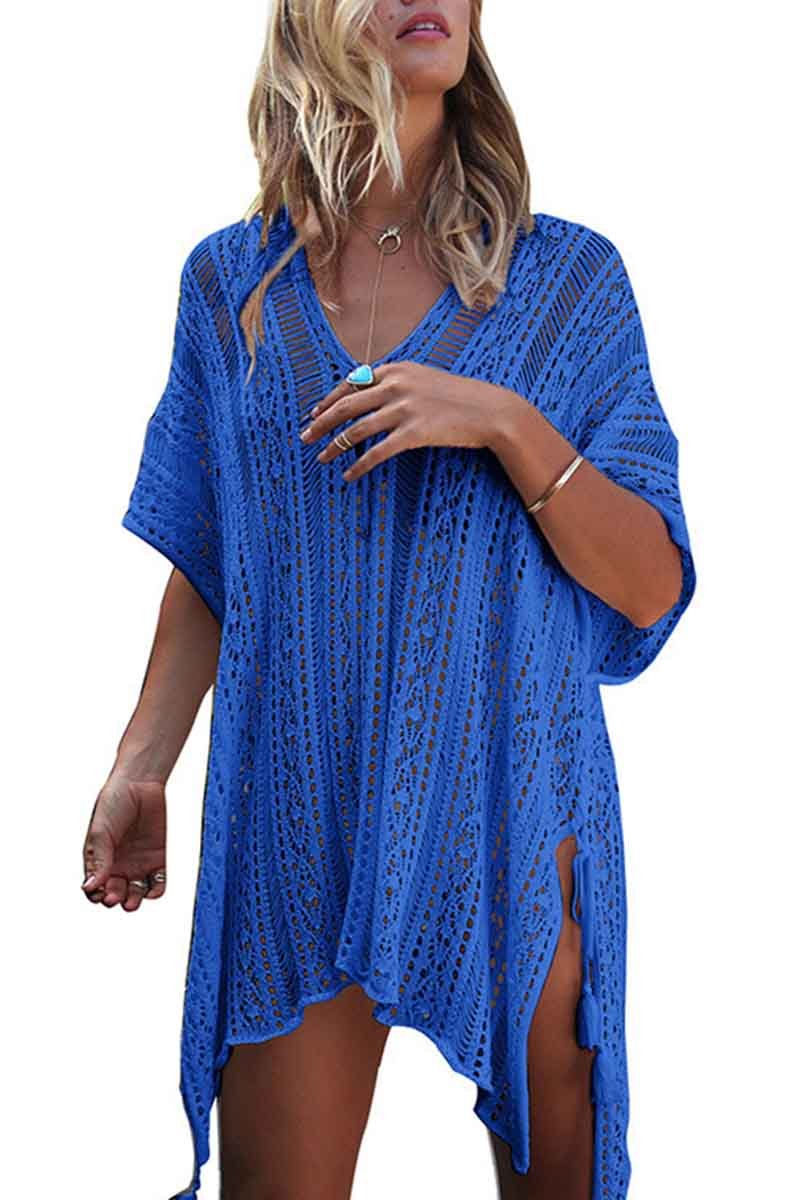 hulianfu Hollow Knitted Sunscreen Swimwear Cover-up(4 colors) - Deanwangkt
