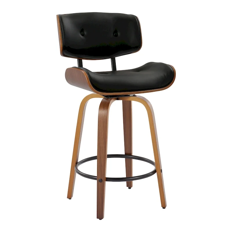 Leksand 26 Fixed-Height Counter Stool with Bent Wood Legs (Set of 2)