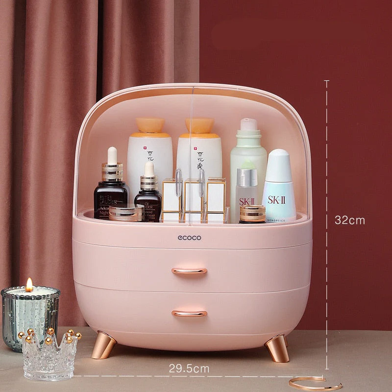 HULIANFU Large Capacity Makeup Organizer Cosmetic Storage Box Drawer Type Desktop Finishing Rack Dustproof Lipstick Beauty Mask Case - Deanwangkt