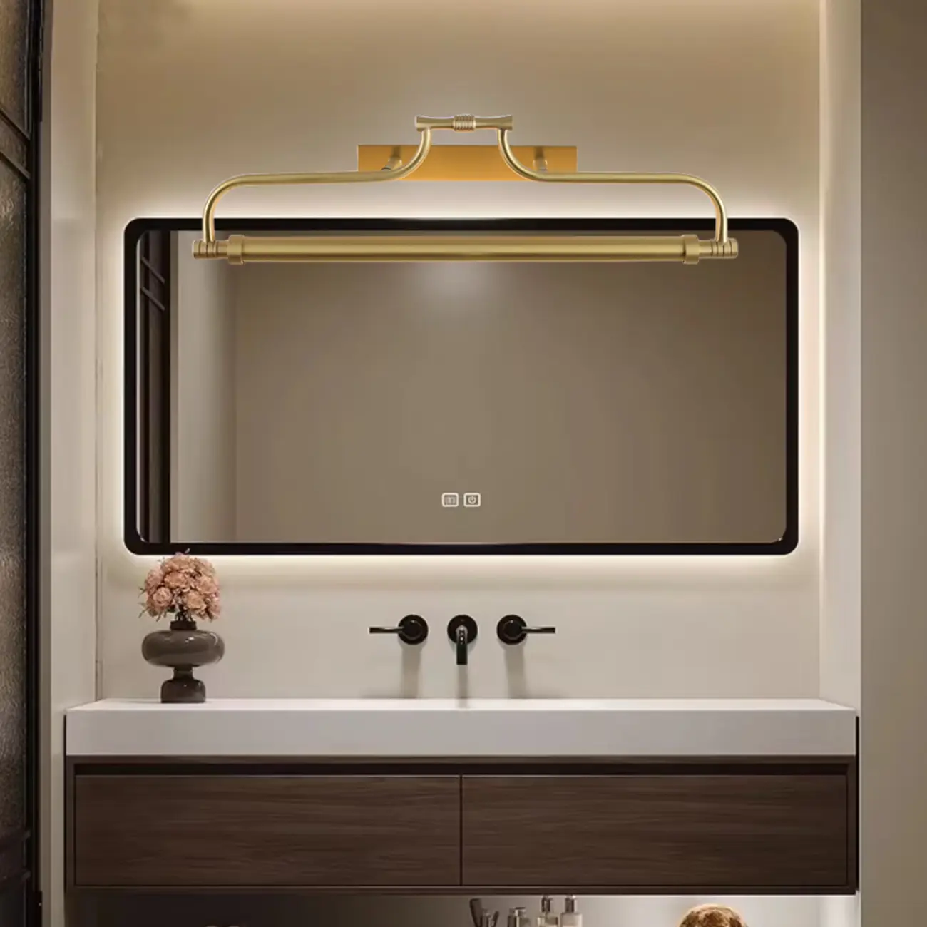 Geometric Gold Metal Vanity Light with LED