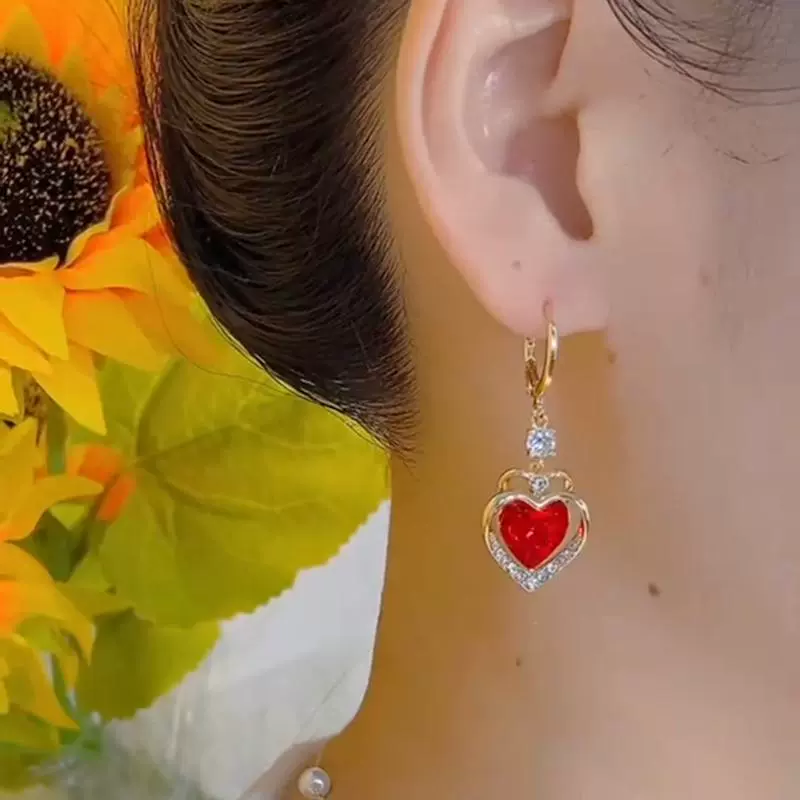 Love earrings women's niche design sense advanced popular new dragon and phoenix chengxiang nourishing ear hole temperament earrings earrings - Deanwangkt