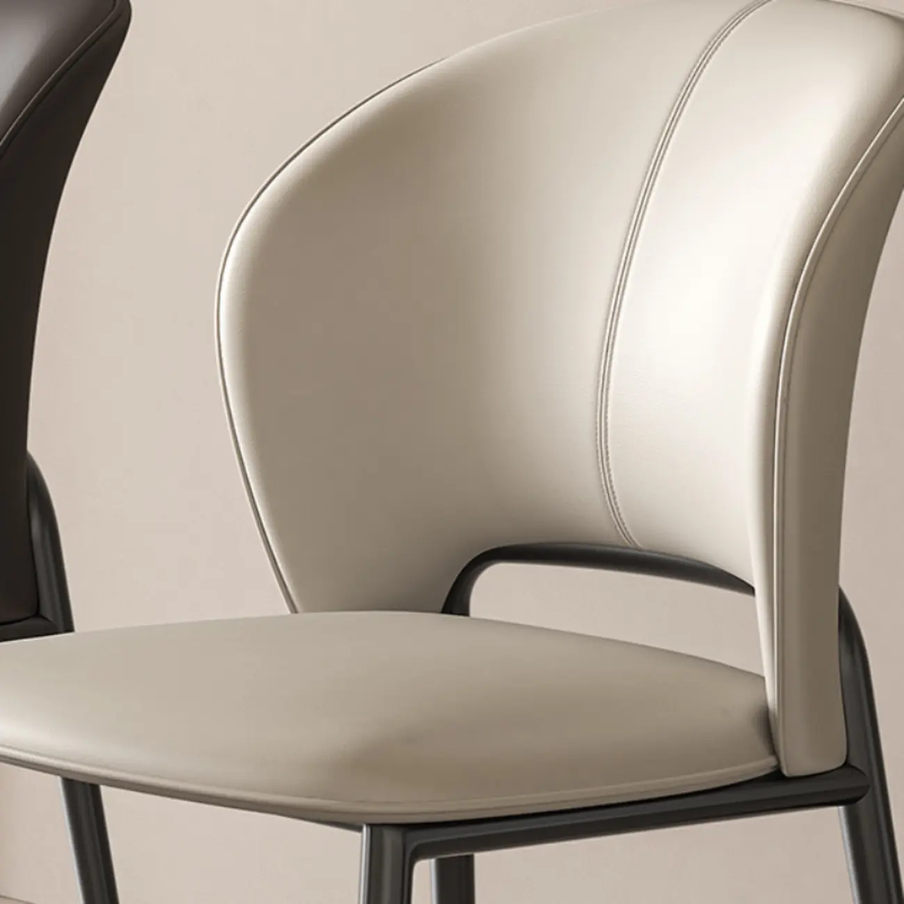 Modern Faux Leather Curved Low Back Dining Chair