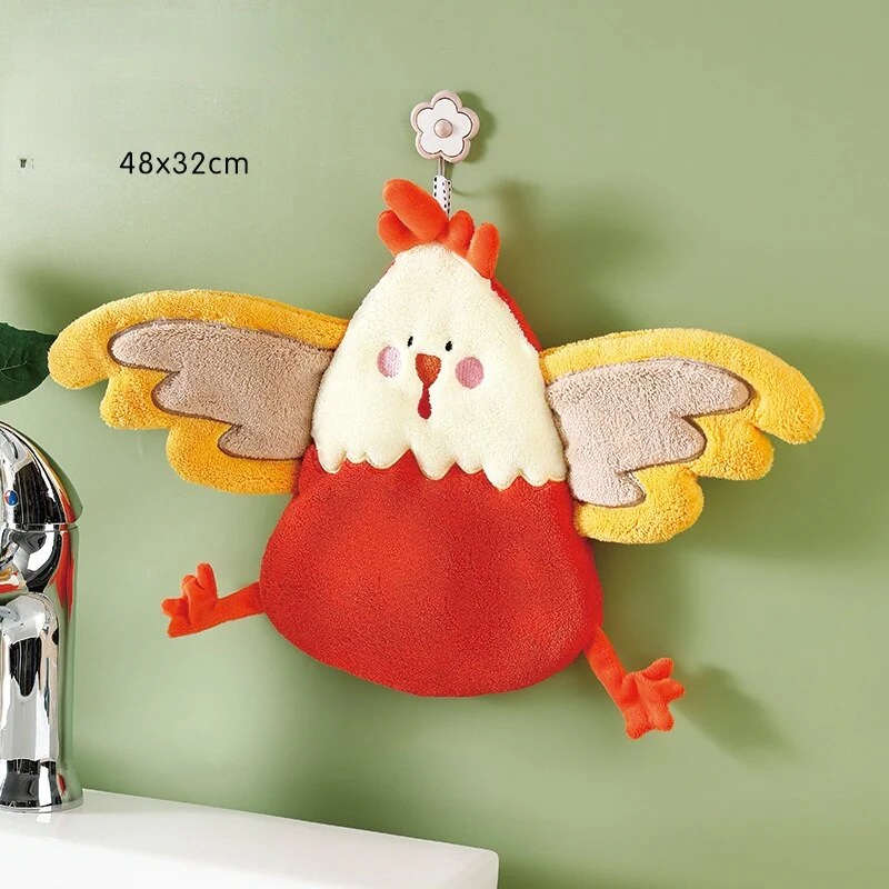 HULIANFU Lovely Cartoon Handkerchief Towel Hanging Absorbent Coral Velvet Wipe a Towel Household Kitchen Quick Drying Hand Cloth - Deanwangkt