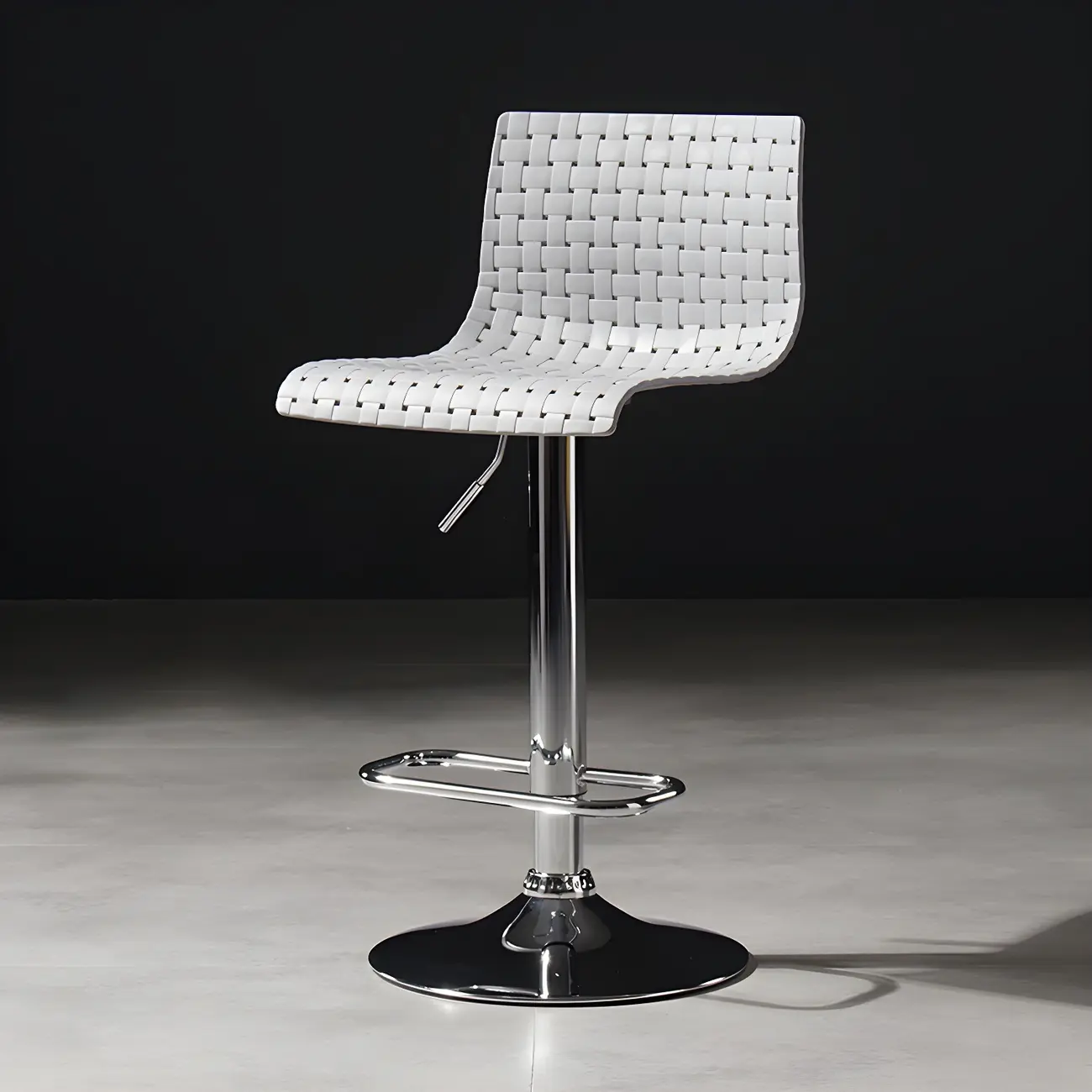 Modern Square Seat Plastic Rattan Adjustable Swivel Bar Stools