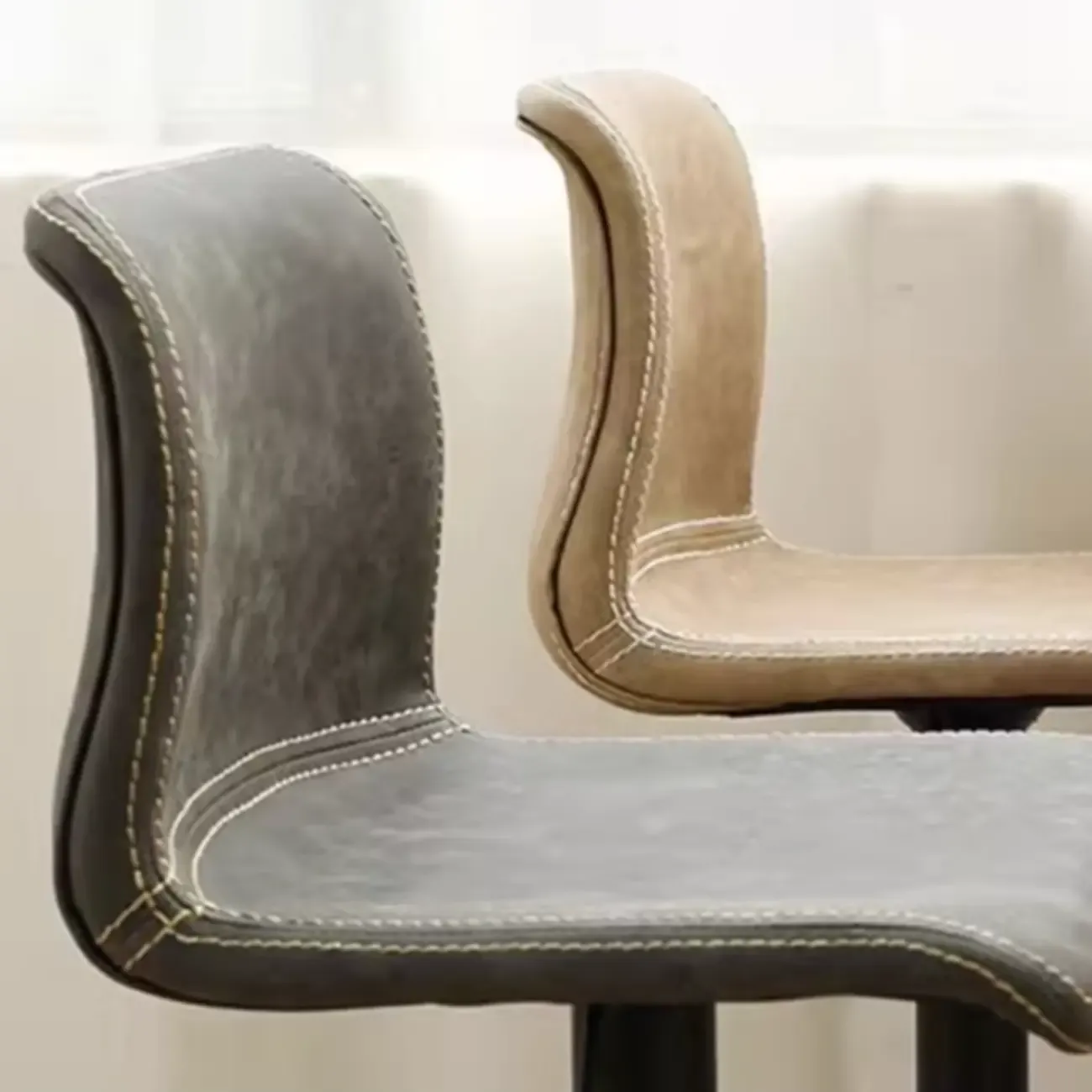 Leather Low Back Adjustable Swivel Sleek Bar Stools