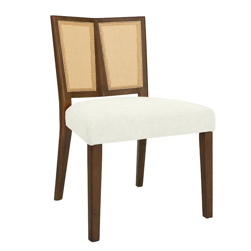 '- Oliver Mid-Century Rattan Back Upholstered Dining Chair Set of 2