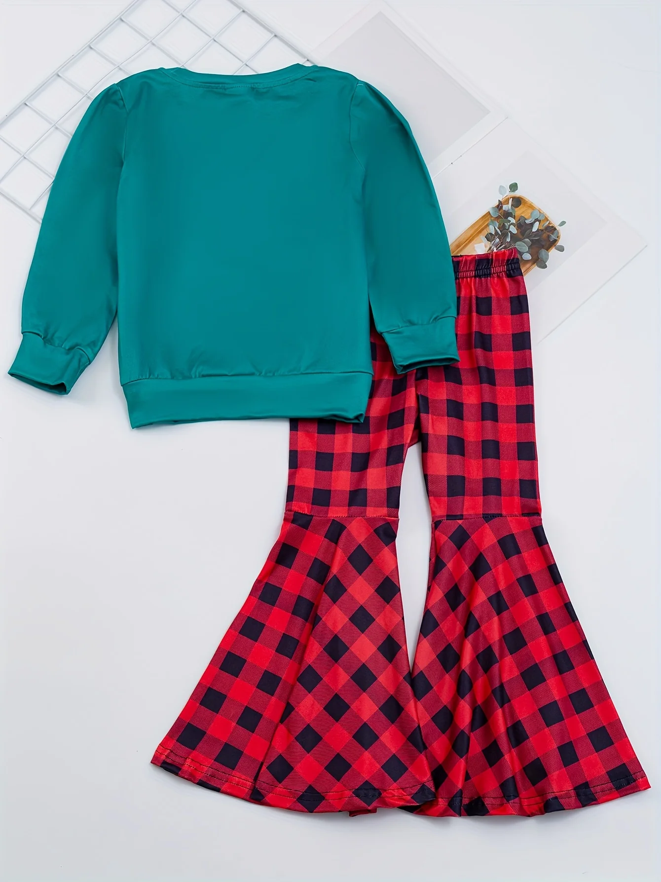 Girls' 2-piece Sets, BELIEVE And Santa Claus Print Pullover + Leopard Print Flare Pants, Autumn outdoor Clothes Christmas - Deanwangkt