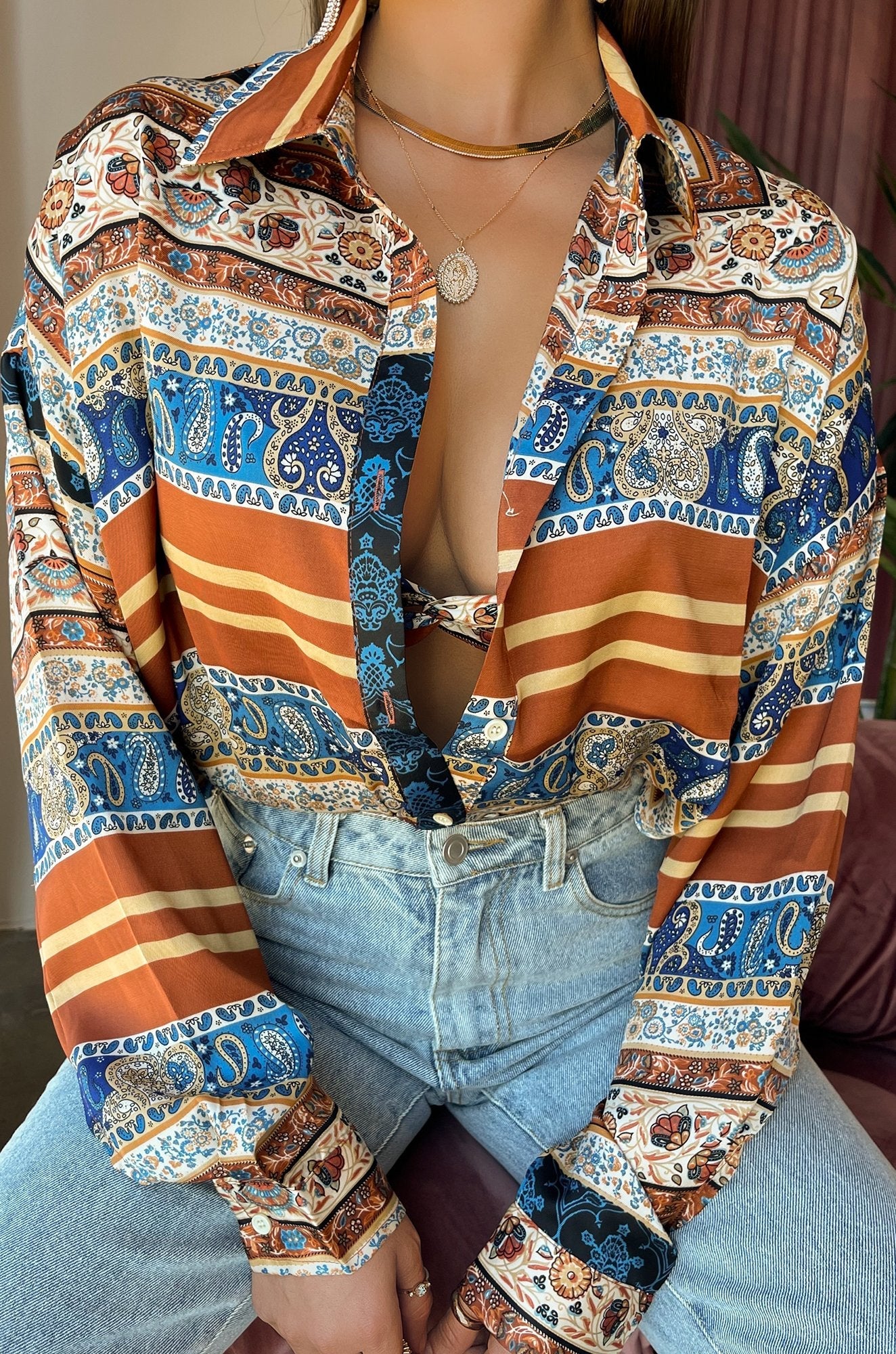 Hulianfu Fashion Women's Shirts Button Down Lapel  Abstract/Zebra Print Long Sleeve Loose Shirt Femme Tops Autumn New - Deanwangkt
