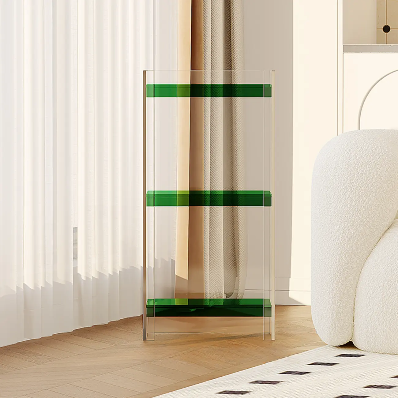 Minimalism Clear Acrylic 4-Tier Vertical Narrow Bookcase