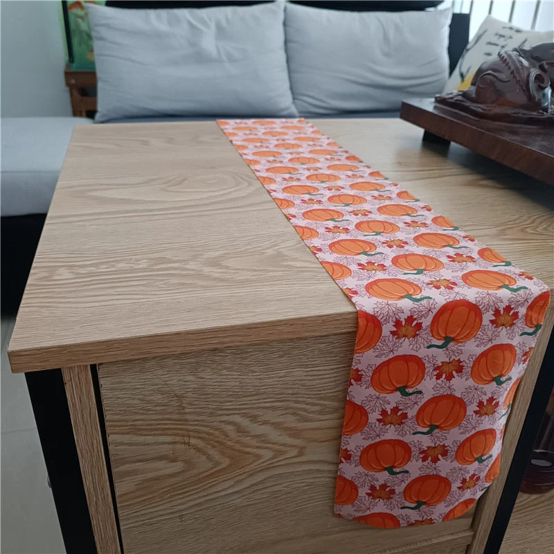 HULIANFU Thanksgiving Table Runner Pumpkin Maple Leaves Halloween Kitchen Dining Table Decoration Christmas For Outdoor Home Party Decor - Deanwangkt