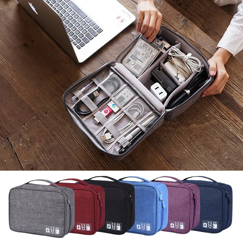 HULIANFU Portable Cable Digital Storage Bags Organizer USB Gadgets Wires Charger Power Battery Zipper Cosmetic Bag Case Accessories Item - Deanwangkt