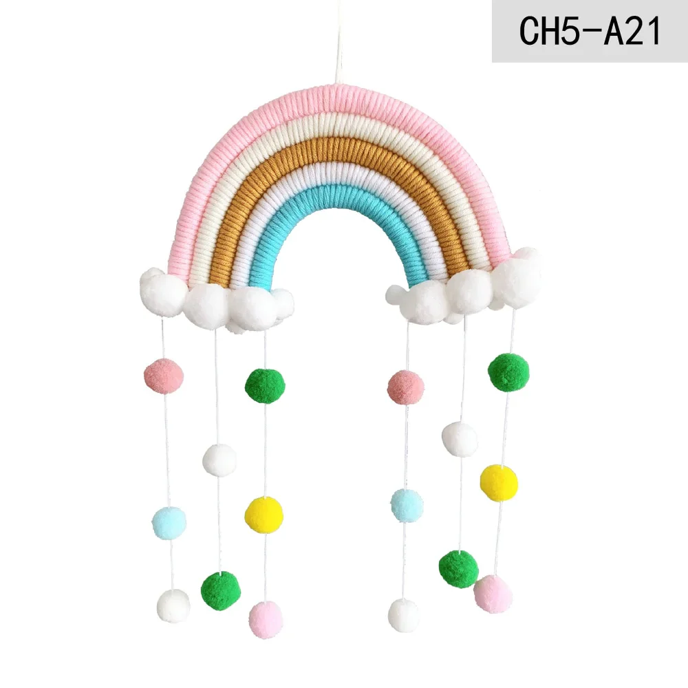 HULIANFU Nordic Cloud Rainbow Raindrop Wall Hangings Decoration For Kid Girls Bedroom Hanging Pendant Baby Bed Tent Hanging Toy Pendant - Deanwangkt