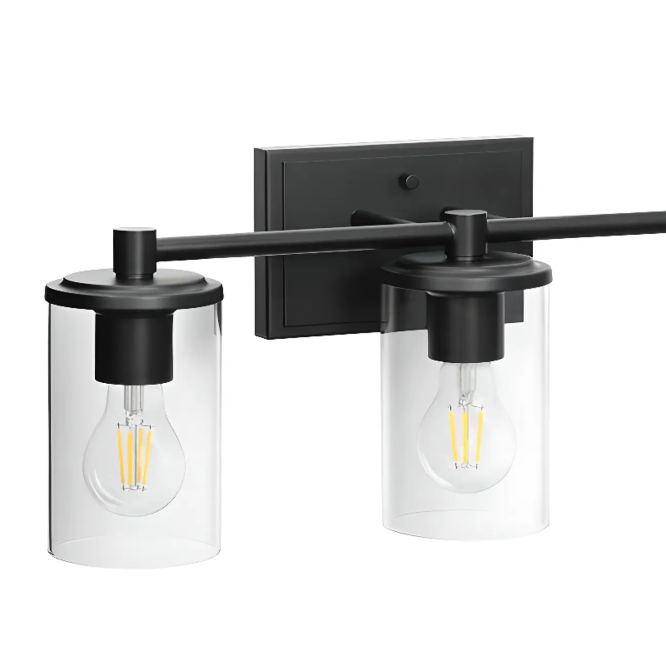 3-Light Black Clear Glass Cylinder Vanity Lights