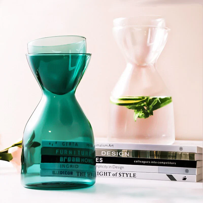 HULIANFU Personality Glass Water Bottle Set with Cup Heat-Resistant Juice Beverage Bottle Flower Tea Jug Creative Home Drinkware Supplier - Deanwangkt
