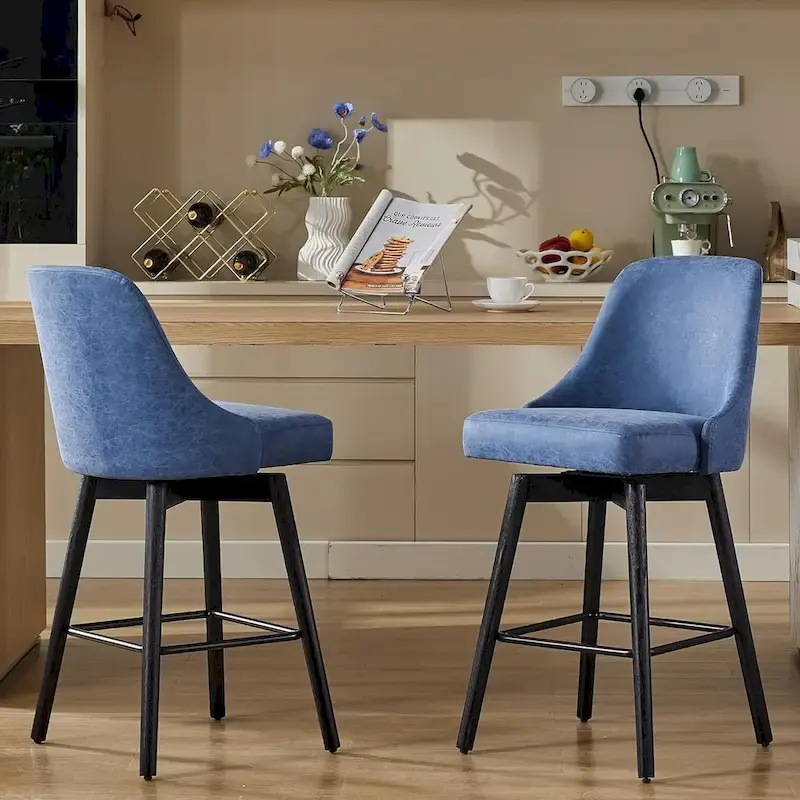 Swivel Bar Stools Set of 2, 30   Height Upholstered Barstools