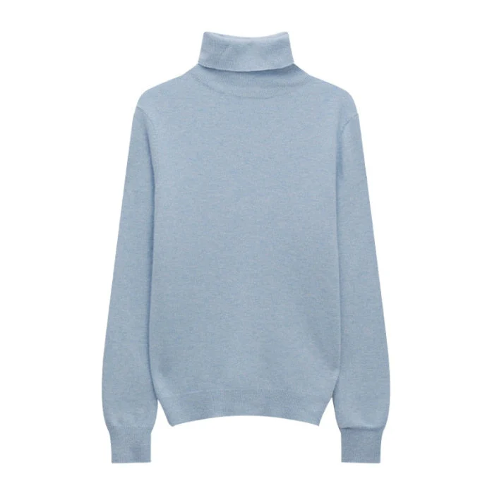 Hulianfu Winter High Quality Wwomen's Wool Sweater Solid Color High-neck Pullover Long-sleeved Knit Top - Deanwangkt