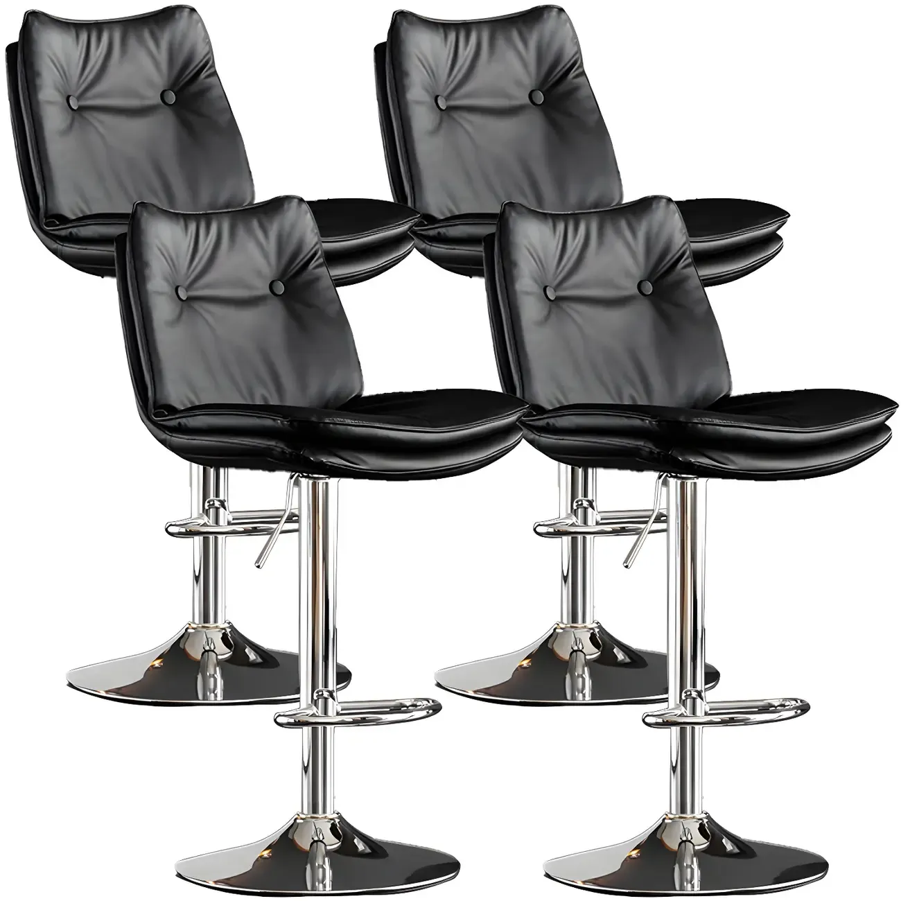 Modern Adjustable Leather Swivel Bar Stools