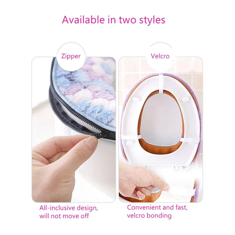 HULIANFU Warm Winter Toilet Seat Cover Closestool Mat Washable Bathroom Accessories Coral Fleece Soft Toilet Pad Universal Toilet Cushion - Deanwangkt