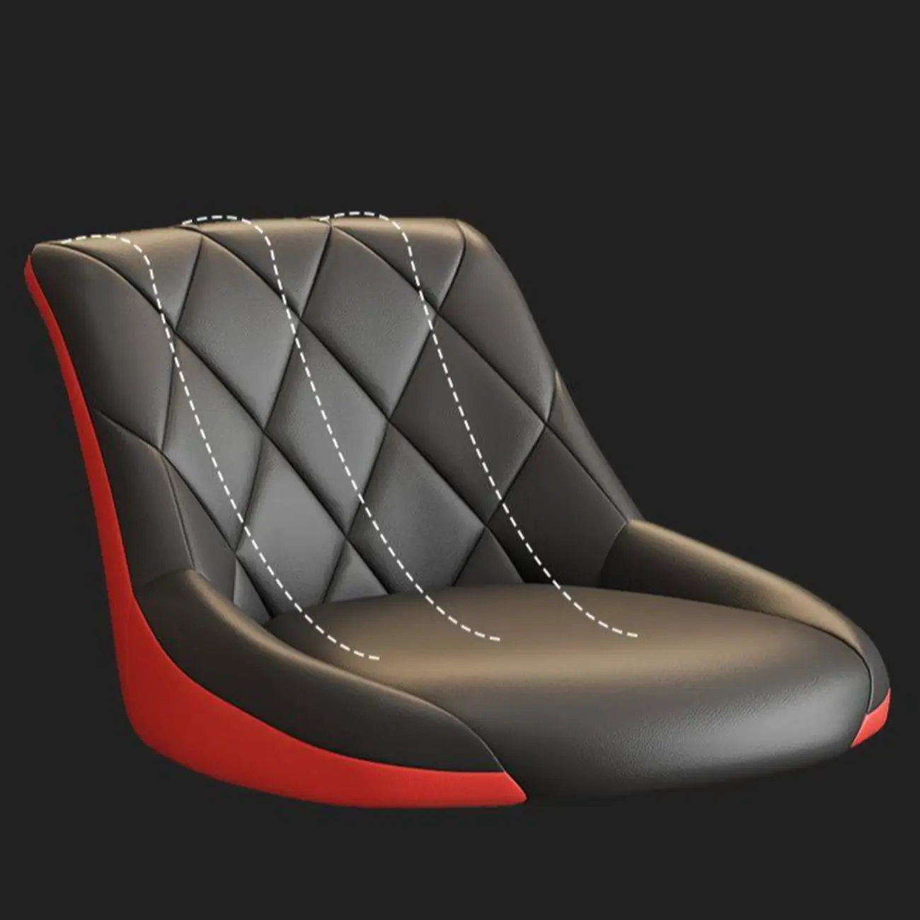 Diamond Tufted Swivel Bar Stool Adjustable Black Red PU Leather