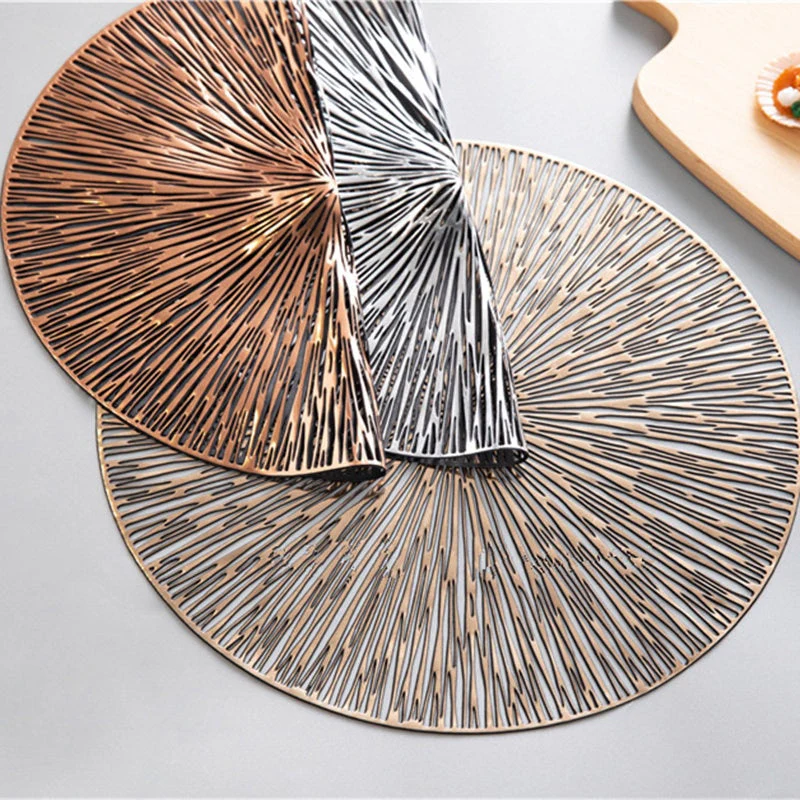 HULIANFU Round Hollow PVC Placemats For Kitchen Dinning Table Mat Insulation Pads Drink Coffee Cup Coasters Hotel Restaurant Home Decor - Deanwangkt