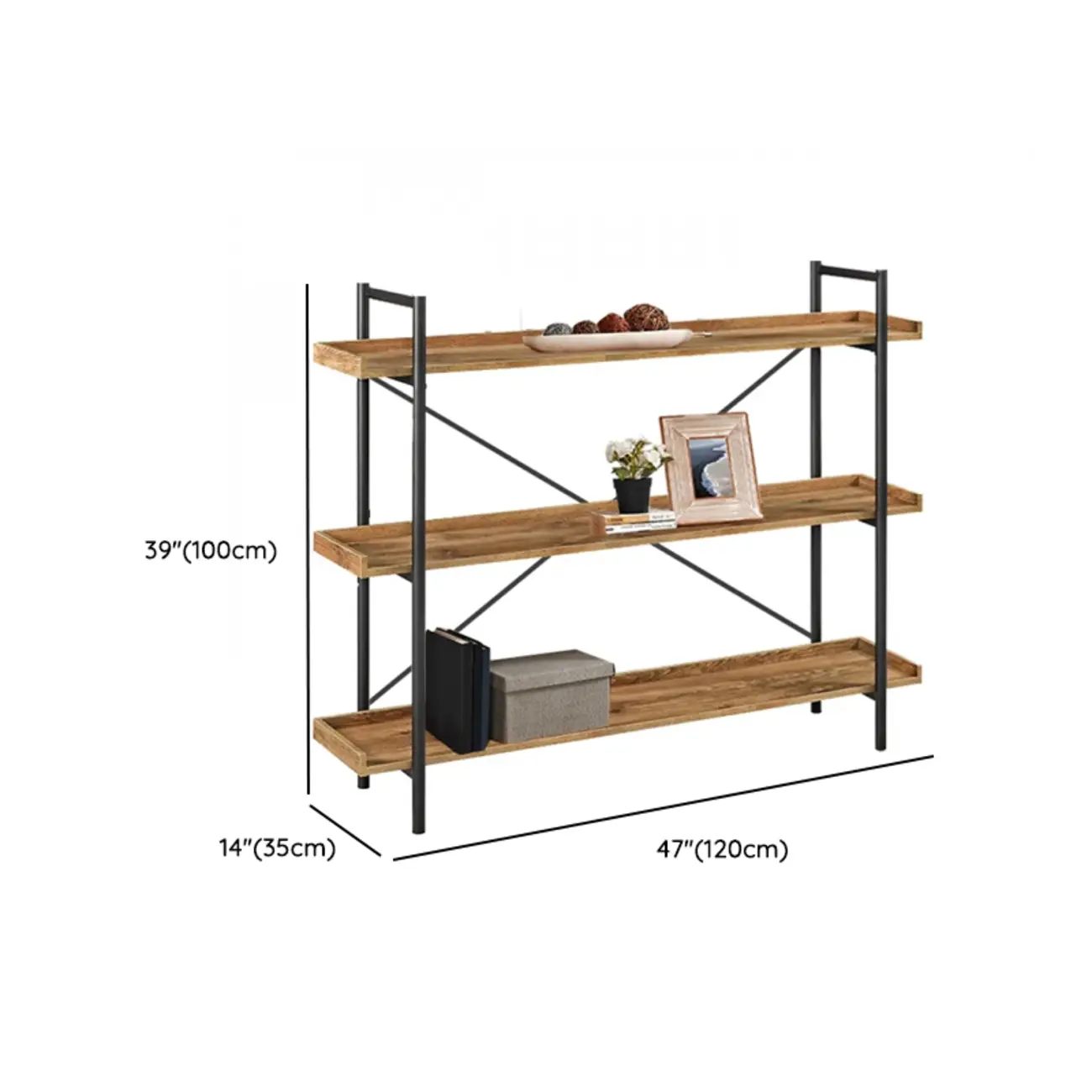 5-Tier Open Back Metal Frame Rectangular Bookcase
