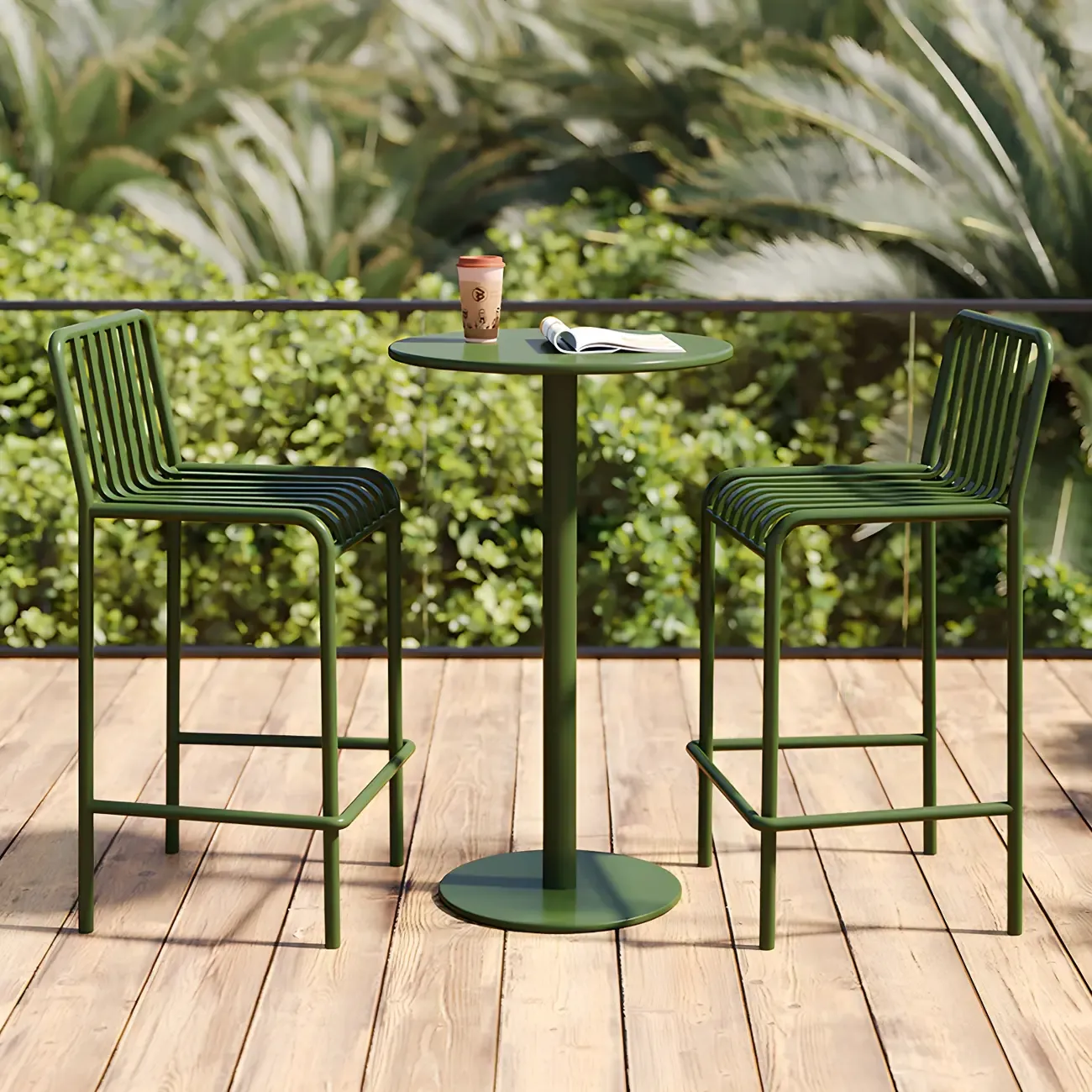 Matel Square Indoor-Outdoor Bar Counter Stools with Backs