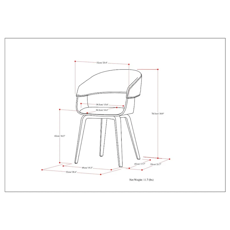 Calinda Mid Century Modern Bentwood Single Dining Chair - 20.5w x 21.7d x 30.9h