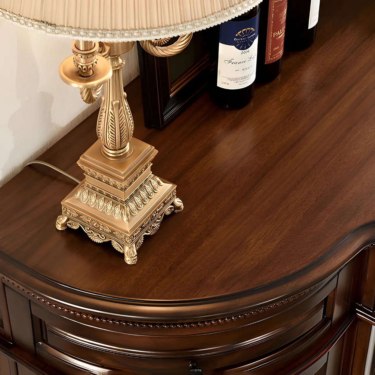 Traditional Brown Wooden Sideboard with Drawers and Cabinets