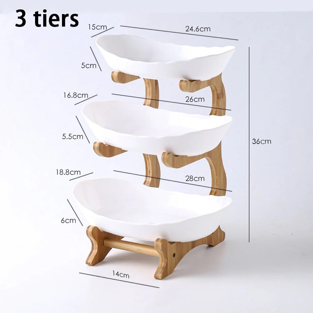 HULIANFU Table Plates For Serving Plates Dinnerware Wooden Partitioned Dish Snack Candy Cake Stand Bowl Food Fruit Plates Set Tableware - Deanwangkt